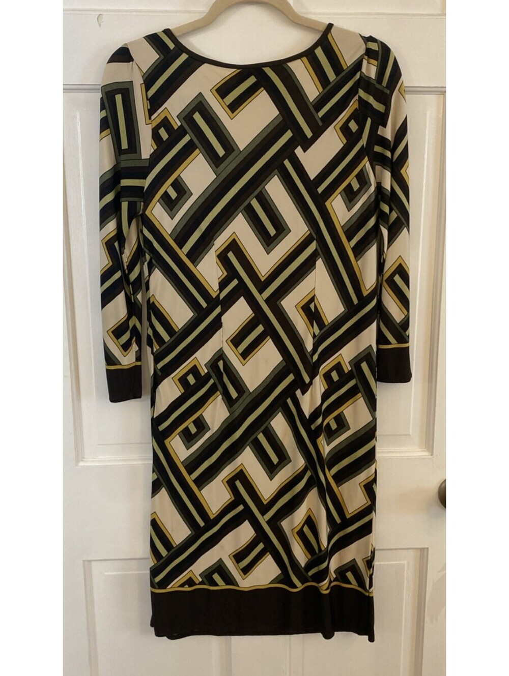 Womens Ann Taylor Geometric Loft Dress Colorblock Print Mid Sleeve - Size 8
